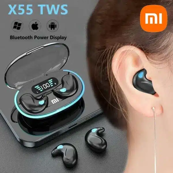 Xiaomi X55 Earphone Stereo Hidden Headsets with Mic HD Call Waterproof Sleeping Earbuds Wireless Mini Headphones TWS Bluetooth