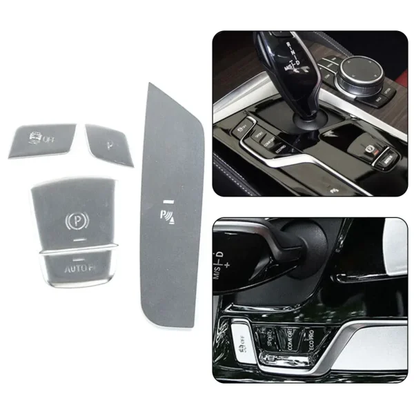 5pcs/kit LHD Center Control Gear Button Sticker Decal Trim For BMW 5 Series G30 2018-2020 Aluminum Replace Automobiles Parts - Image 2