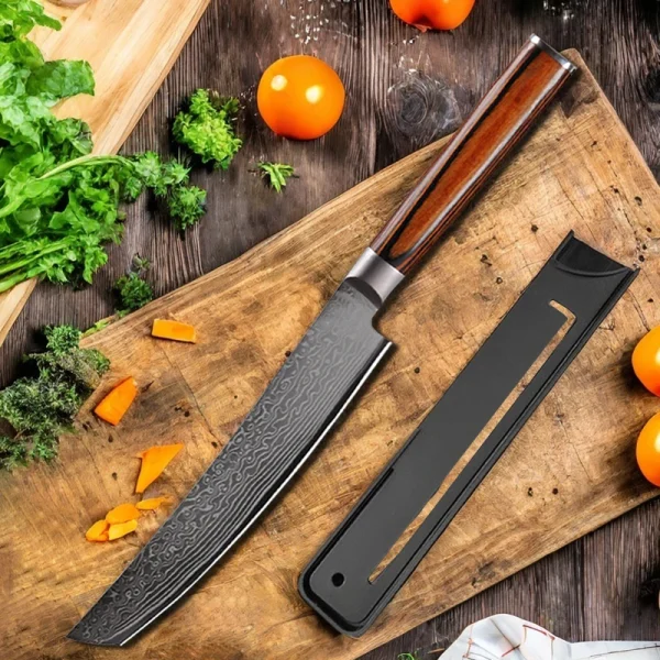 Damascus Steel Japanese Chef Knife Kitchen Meat Cleaver Slicing Boning Barbecue Cutting Sushi Knife Professional Cooking Tools