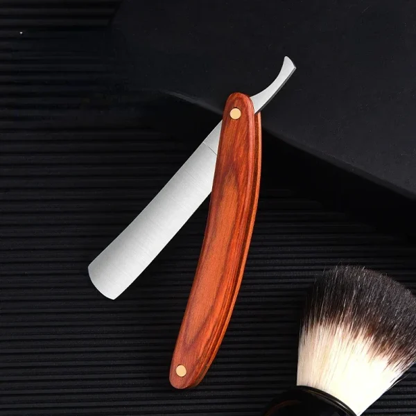 Vintage Folding with Wood Handle Old Shaving Knife Kit Stainless Steel Barber Razor Straight Edge Hair Removal Kitchen Gift Tool