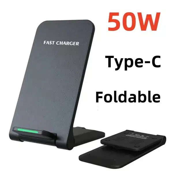 50W Foldable Wireless Charger Stand For iPhone 16 15 14 13 12 11XS Samsung S22 S20 S10 Xiaomi Fast Charging Station Phone Holder