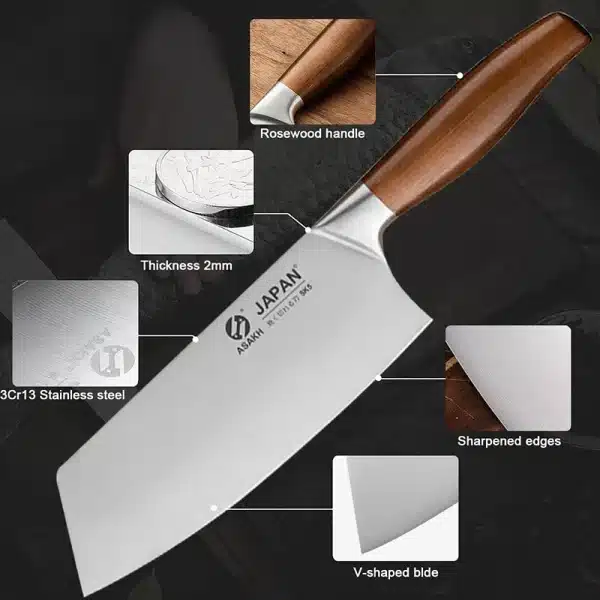 Kitchen Knives Set Stainless Steel Meat Chopping Cleaver Fish Vegetables Slicing Butcher Knife Japanese Chef Knife with Gift Box - Image 2