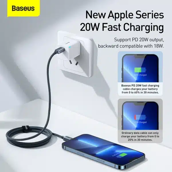 Baseus 20W USB C Cable for iPhone 13 12 11 Pro Max XR 8 PD Fast Charging for iPhone Charger Cable for MacBook iPad Type C Cable - Image 3