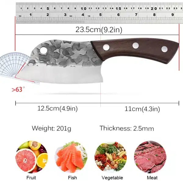 Meat Cleaver Hand Forged Full Tang Kitchen Knife Ultra Sharp Chef Knife Boning Knife Butcher Knife for Kitchen BBQ - Image 2