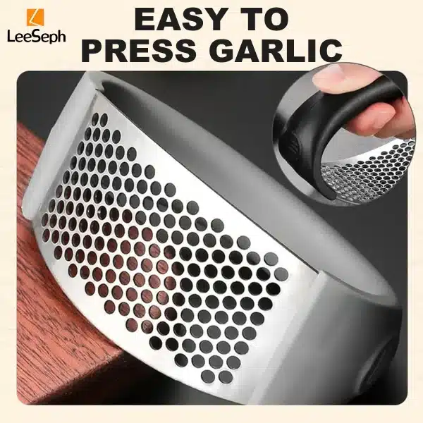 Garlic Press Rocker with spatula Set, Portable Stainless Steel Garlic Presser, Manual Garlic Mincer Crusher, Kitchen Gadgets - Image 2