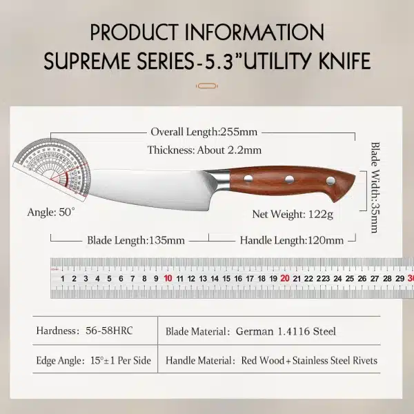 HEZHEN 5.3 Inches Utility Knife 1.4116 steel Red Wood Handle Cook Tools Core Blade Kitchen Knife Accessories Box Packing - Image 2