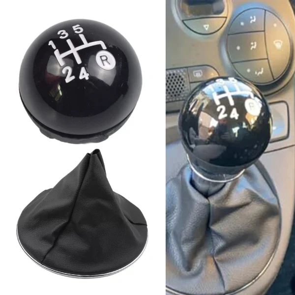 5 Speed Gear Shift Knob Shifter With Boot Cover Case 55344048 For Fiat 500 500C 2012-2018 Replacement Car Interior Parts