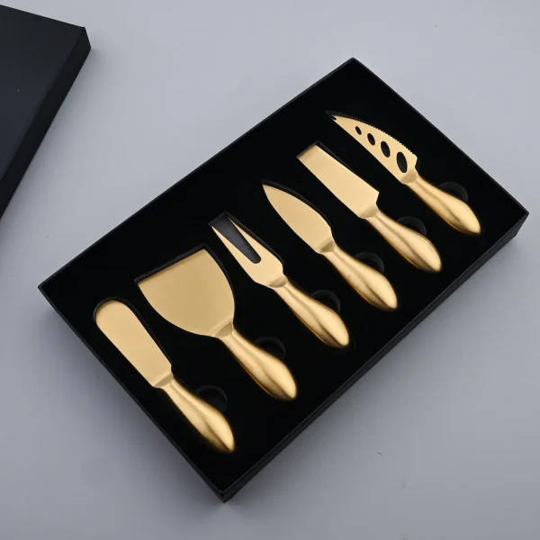 AJOYOUS 1Pcs Gold Matte Flatware Stainless Steel Cheese Knife Baking Tools Fork Knife Cutlery Vintage Style Kitchen Gadgets