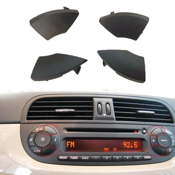 4Pcs/Set CD Button Replacement Parts Mold Cover For Radio Accessories Black Button Parts Car Interior Removal