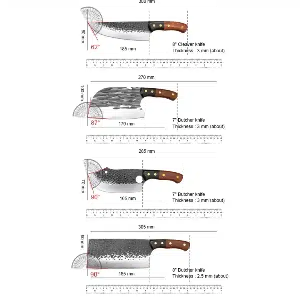 Stainless Steel Hand Forged Blade Chef Knife Wood Handle Butcher Boning Knife Cleaver Meat Chopping Vegetable Kitchen Knives - Image 2