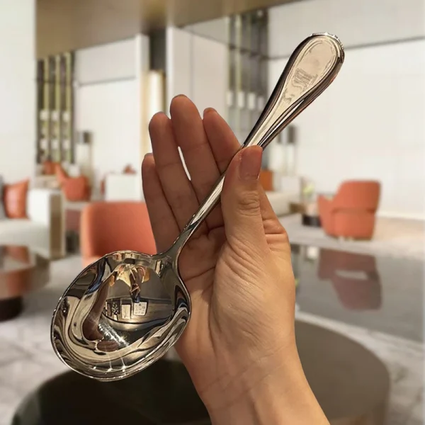 Stainless Steel Round Spoon Net Red Golden Dinner Long Handle Stirring Dessert Spoons For Kitchen Accessories Gadgets