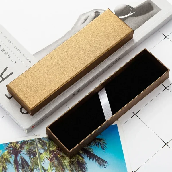 Neutral Pen Ballpoint Pen Box Rectangular Pen Box Cover Box Paper Flannel Black Carton Lettering Pen Special Gift Box - Image 3