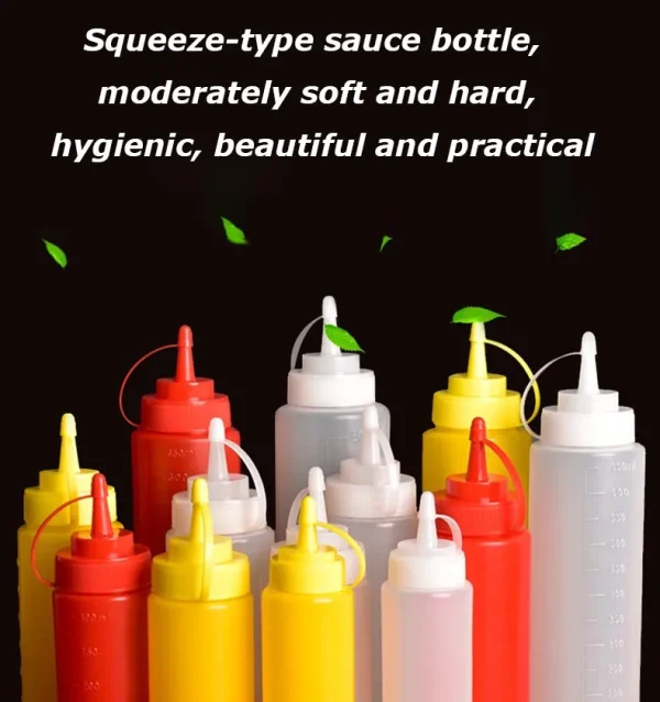 Condiment Squeeze Bottles for Ketchup Mustard Mayo Hot Sauces Olive Oil Bottles Kitchen Gadget