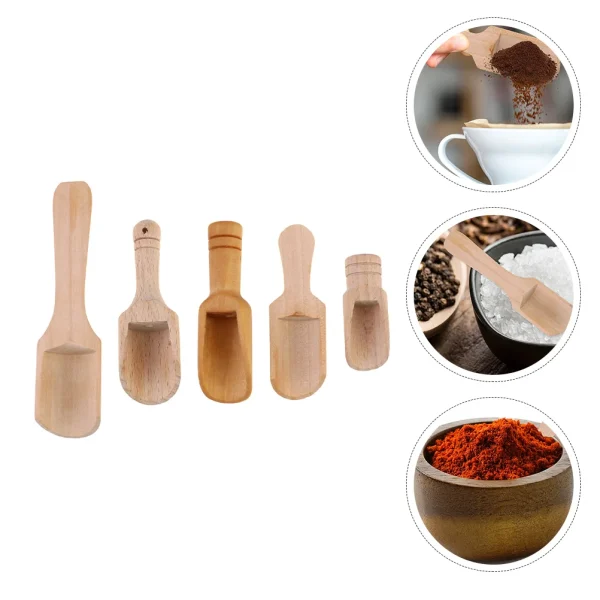 10 Pcs Small Wooden Spoon Set of Spoons Tea Kitchen Gadget Candy Salt Bamboo Bathroom