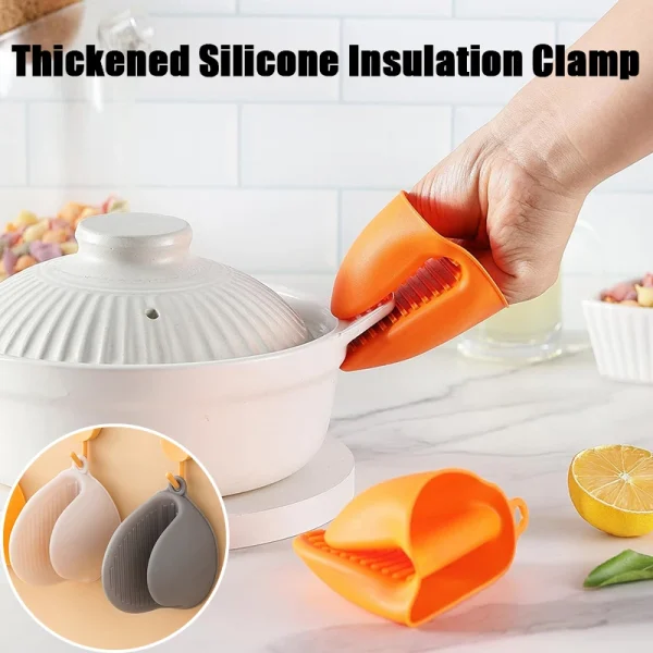 2pcs Thickened Baking Silicone Oven Mitts Pot Holder Kitchen Gadgets Microwave Oven Mitts Thermal Insulation Non-slip Grips