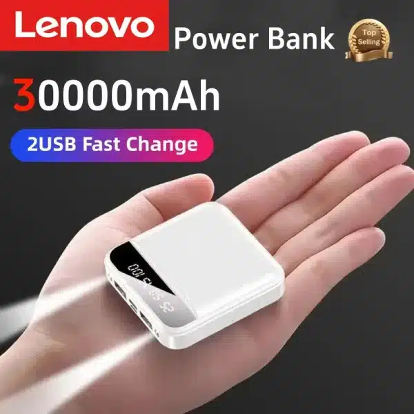 Lenovo 30000mah Mini Power Bank Super Fast Charge Lights Digital Portable Powerbank External Battery For Iphone Huawei Samsung