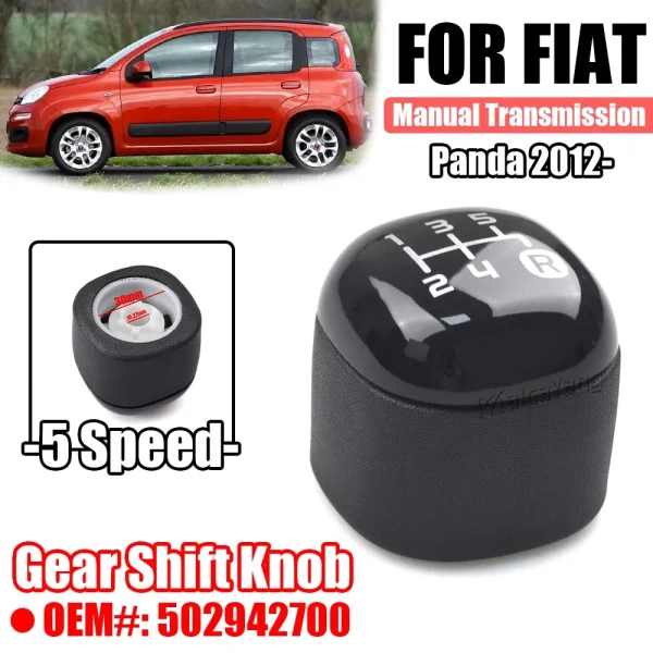 Gear Knob Stick Button Gear Shift Head For Fiat For Panda From 2012 Black 5-speed 502942700 Gear Knob Interior Replacement Parts - Image 3