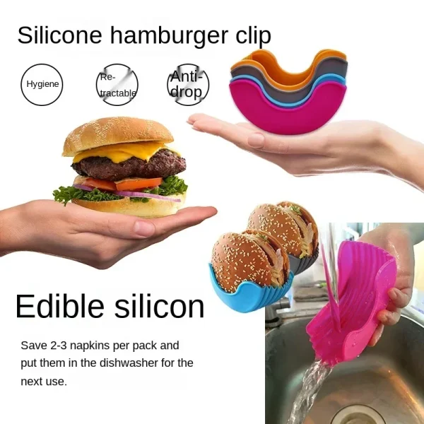 1pc Silicone hamburger rack Non-food contact kitchenware Anti-drop fixing box Washable retractable gadgets Kitchen accessories