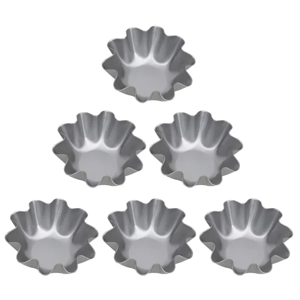 6 Pcs Egg Tart Mold Easy to Clean Molds Kitchen Gadget Pie Liner Aluminum Tartlet Baking Tools Alloy Moulds Set - Image 2