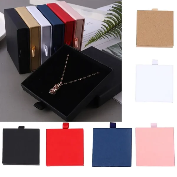 Thick Drawer Jewelry Box Kraft Paper Necklace Rings Earing Bracelet Jewelry Storage Box Cardboard Jewelry Display Gift Boxes