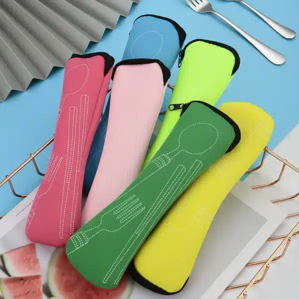 Tableware Box Portable Cover Type Cutlery Case Kitchen Students Household Utensils Dinnerware Bag Dinner Pouch with Zipper - Image 5