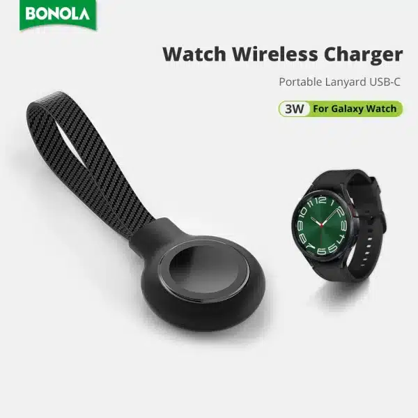 Bonola Braided Lanyard Watch Charger USB Type C for Samsung Galaxy Watch Ultra 7 6 5 Portable Magnetic Wireless Watch Chargers