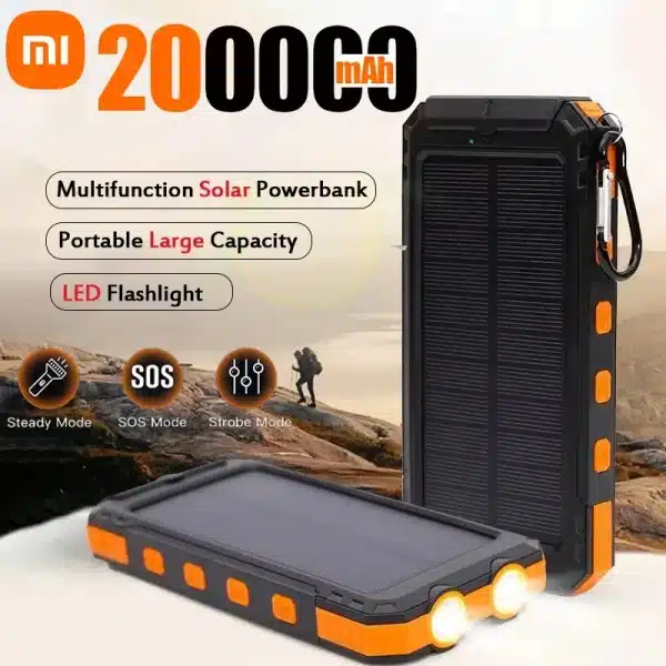 Xiaomi Solar 200000mAh Power Bank Portable Large Capacity Charger Compatible with IOS Android USB-A and USB-C Fast Charging