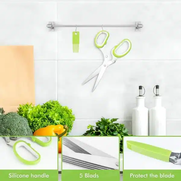 Multifunctional 5 Layers Stainless Steel Knives Kitchen Scissors Scallion Cutter Herb Laver Spices Cook Cut Shredders & Slicers - Image 6