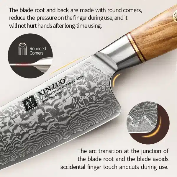 XINZUO 8.5" Chef Knife 73 Layers Damascus Steel Kitchen Knives Kitchen Knife Damascus Household Sharp High-end Cooking Tools - Image 6