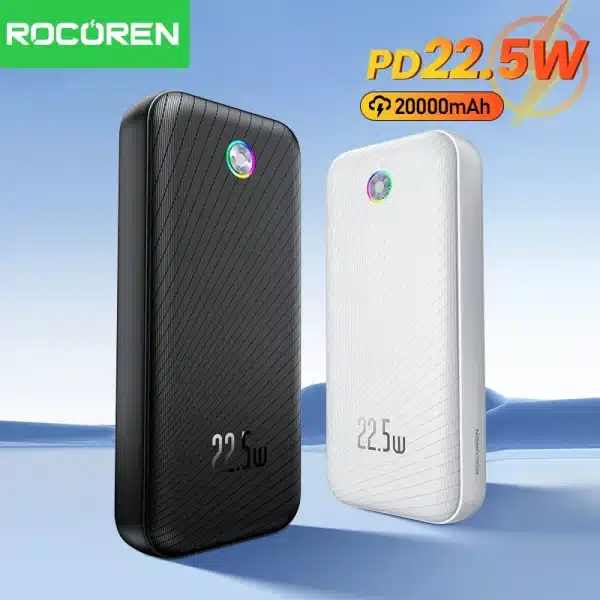 Rocoren 22.5W 20000mAh Power Bank QC PD 3.0 Fast Charge PowerBank Portable 10000mAh External Battery For iPhone 16 Pro Xiaomi mi