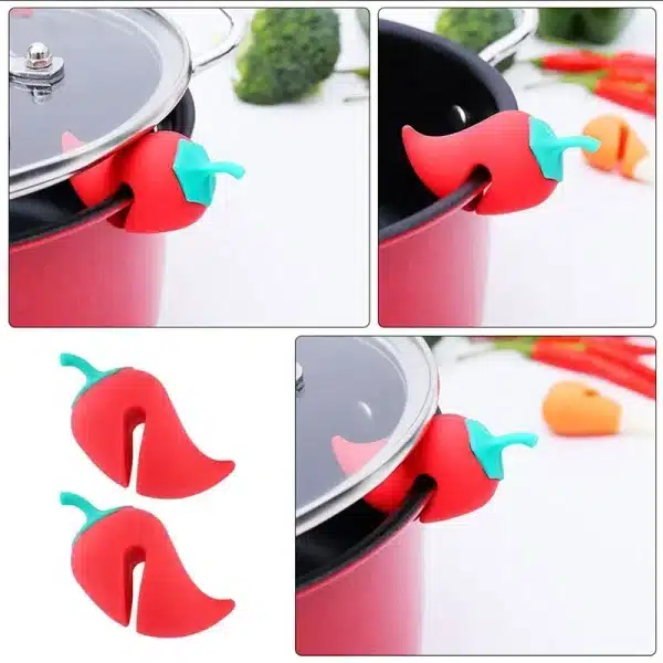 1pc Silicone Kitchen Gadget - Innovative Pot Lid Spill Stopper & Raised Lid Holder - Image 3