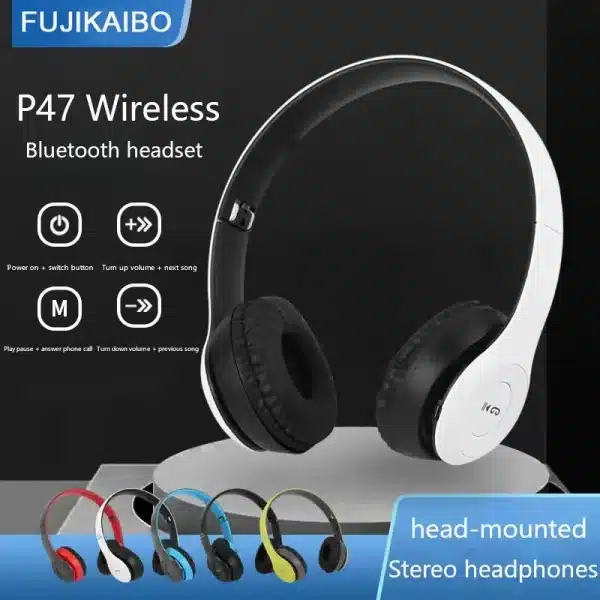 P47 Wireless bluetooth headphone With Microphone Foldable Cancelling Headsets Stereo Sound Earphones For Smartphones TV Game