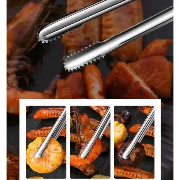 Stainless Steel Grill Tongs Food Clip BBQ Steak Clip Bread Tong Cooking Utensils Party Non-Slip Kitchen Gadgets Accessories - Image 4