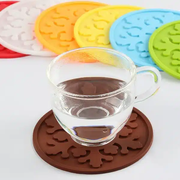 9CM Non-slip Silicone Drinking Coaster Set Holder Snowflake Cup Mat Pad Table Placemats Nonslip Coffee Glass Kitchen Accessories - Image 2