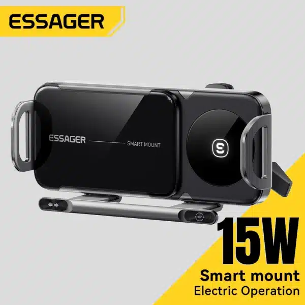 Essager 15W Car Wireless Charger Dual Coil One-Touch Rotatable Car Phone Holder For Samsung Galaxy Z Fold6 5 4 Flip 6 5 4 iPhone