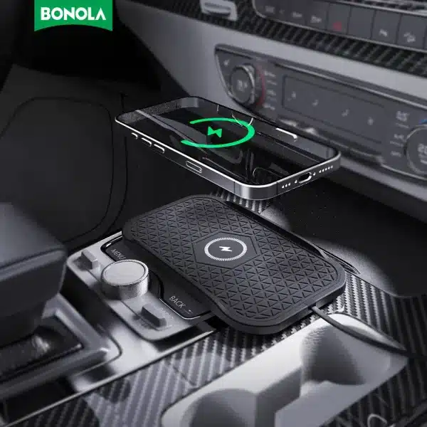 Bonola Phone Wireless Charger Silicone Anti-Slip Mat for iPhone/Samsung Universal Vehicle 15W Fast Wireless Charging Use in Car