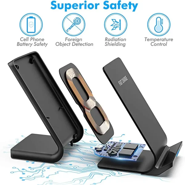 30W Wireless Charger Stand For iPhone 15 14 13 12 11 Pro XS Max XR 8 Samsung S23 S22 S21 Fast Charging Dock Station Phone Holder - Image 3