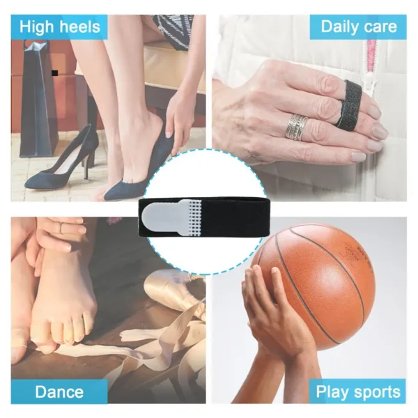 Black Toe Corrector Straightener Orthotics Wrap Cushioned Bandages Hammer Elastic Toe Separator Splints Tape Foot Care Tool - Image 3