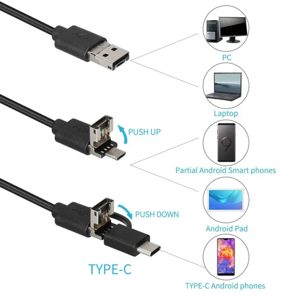 New 8mm Endoscope Camera 1080P HD USB Endoscope With 8 LED 1/2/5M Flexible Cable Waterproof Inspection Borescope for Android PC - Image 3