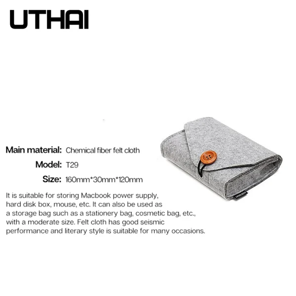 UTHAI T29 Portable 2.5'HDD Case Storage Bag For Macbook Charger Mouse Mobile Power Bank Earphone Digital Accessories Protect Bag - Image 2