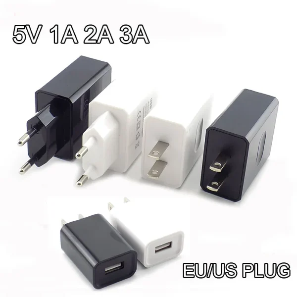 5V 1A 2A 3A Travel USB Adapter Phone Charger Power Supply Adapter Wall Desktop Charger Power Bank EU/US Plug Portable