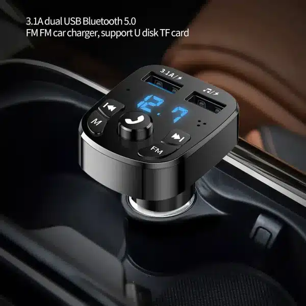 Car Fm Transmitter Bluetooth 5.0 Aux Handsfree Wireless Car Kit Dual Usb Car Charger Auto Radio Fm Modulator Mp3 Player Adapter - Image 2