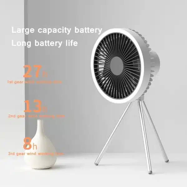 10000mAh Portable Fan Home Outdoor Camping Fan LED Lighting Tripod Stand Desktop with Power Bank Wireless Ceiling Electric Fan - Image 5