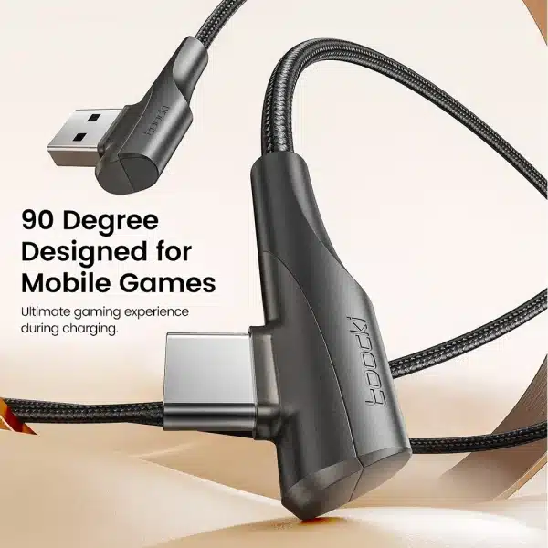 Toocki 3A USB Cable Quick Charge 3.0 Fast Charging Cable Type C 90 Degree Dual Elbow Data Cord For Huawei Xiaomi Samsung Realme - Image 4