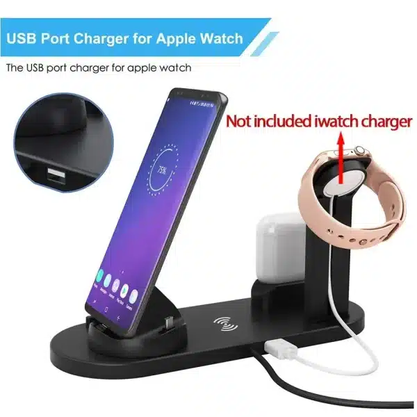 7 In 1 Wireless Charger Stand Pad For iPhone 15 14 13 12 11 X Apple Watch Airpods Desk Phone Chargers Fast Charging Dock Station - Image 6