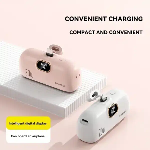 Mini Power Bank 30000mAh Built Cable Portable Mobile Charger Fast Charging External Battery Capsule Power bank For Type-C iPhone - Image 2