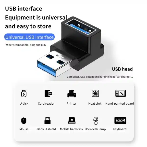 90 Degree USB 3.0 Male to Female Right Angle Extension Adapter USB Upward Elbow Adapter 10Gbps For Laptop PC Connector Converte - Image 4