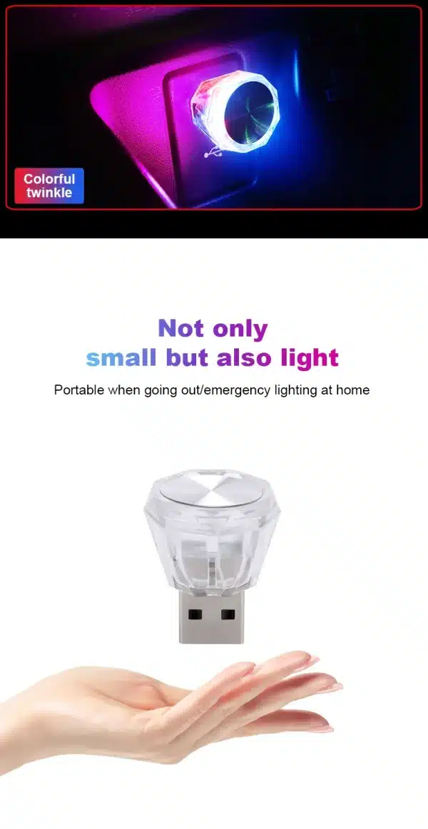 Car USB Night Light LED Colorful Flash Lighting Decorative Lamp Power Bank Suitable For Car Night Sleep And Portable Lighting - Image 5