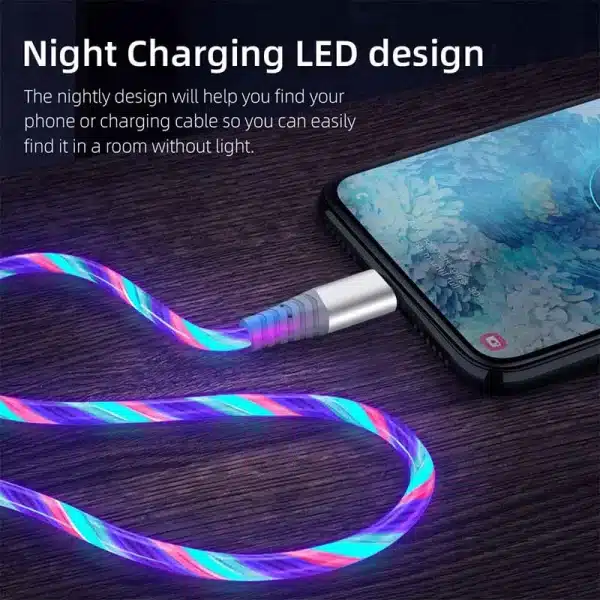 Flow Luminous USB Type C Cable 3A Fast Charging Data Cord for Samsung Xiaomi OPPO Huawei IPhone Charger Micro USB Wire LED Cable - Image 4