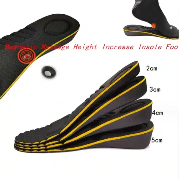 Invisible Height Increase Insole Foot Acupressure for Men Women Heel Lifting Magnetic Massage Orthopedic Pain Relief Shoe Pad